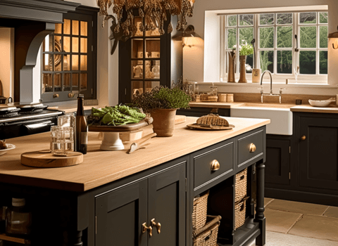 Warm kitchen interior